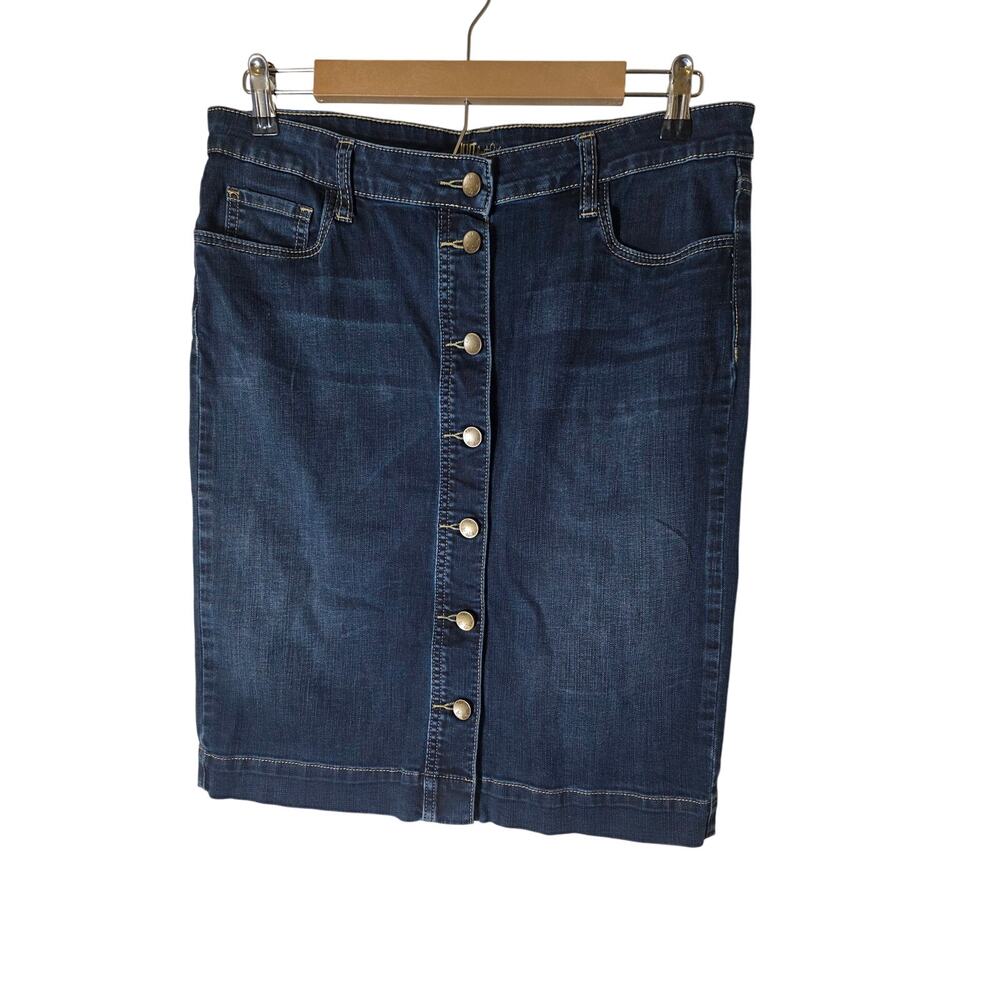 Kut from the Kloth Dark Blue Denim Button-Front Pencil Skirt